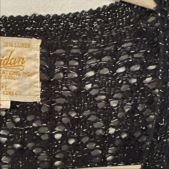Vintage Sheridan Black Open Weave Sweater top L - Picture 6 of 6